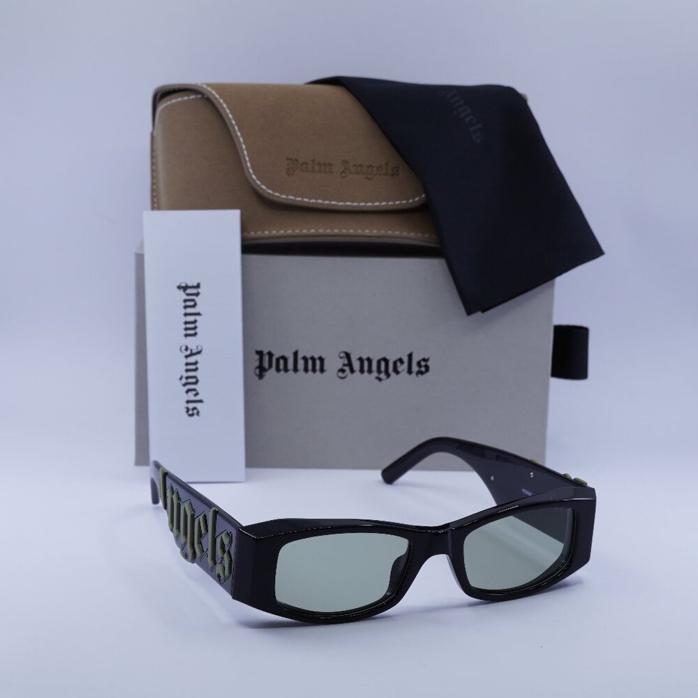 Palm Angels PERI007 ANGEL 1055 Rectangle Sunglasses - Black/Green